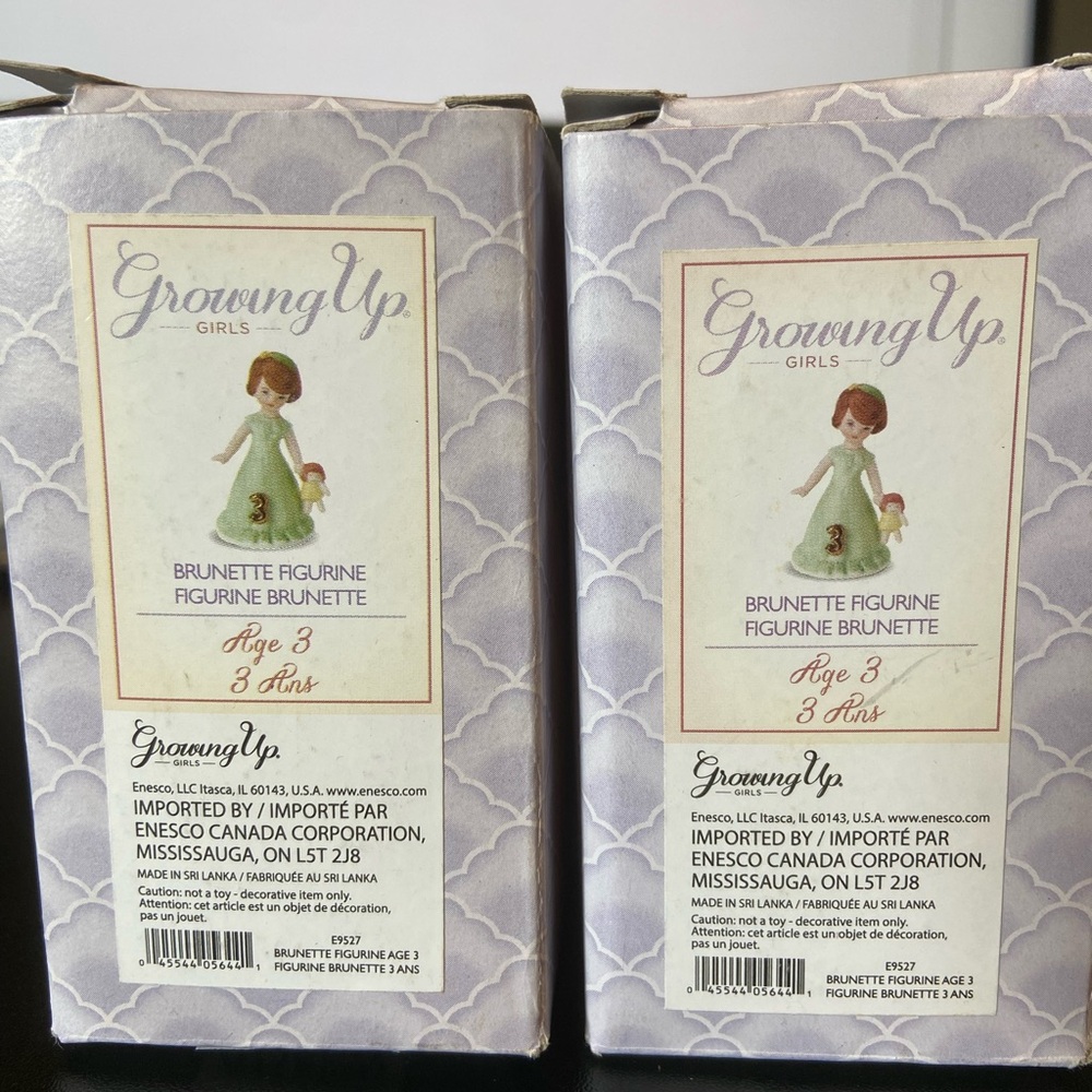 Enesco Growing Up Birthday Girl Figurine Brunette Hair Age 3